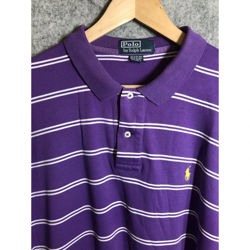 Ralph Lauren Shirt Men 2XL Purple Polo Mesh Cotton Performance Sport Golf